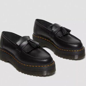 Dr. Martens Adrian Leather Platform Tassel Loafers in Black (Smooth Leather)